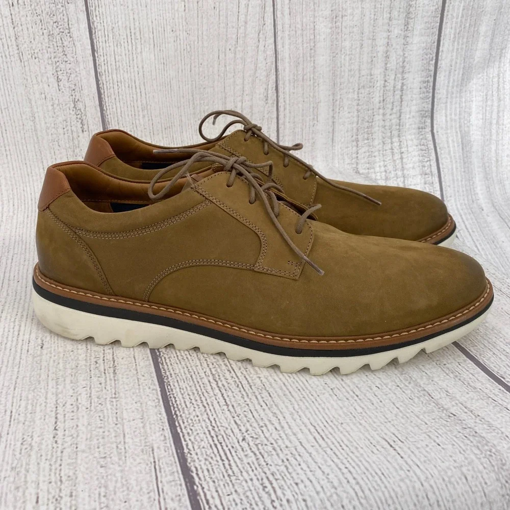 Johnston & Murphy Braydon Oxford Mens 13M Tan Nubuck Leather Dress Shoes Casual